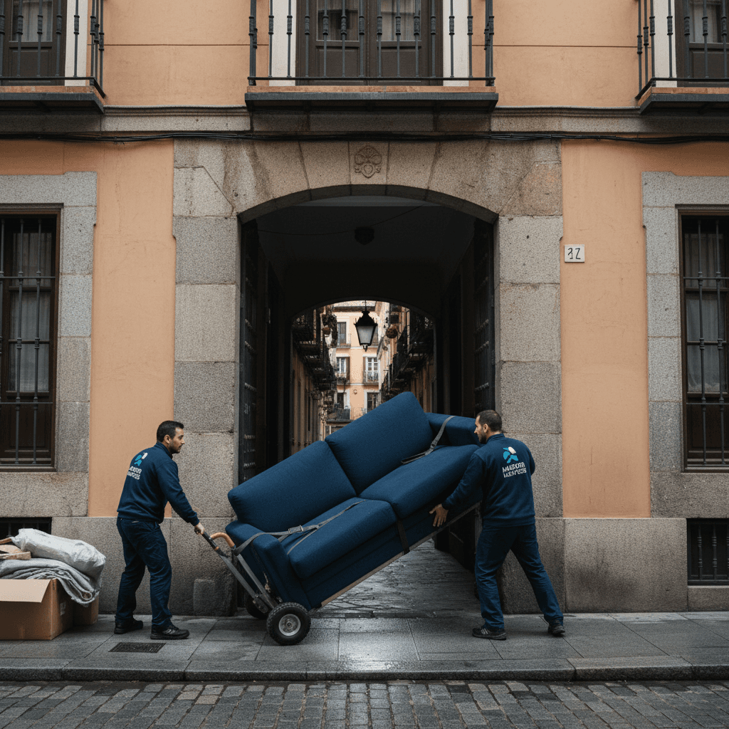 Mudanza en Madrid centro: maniobrando un sofá por una puerta estrecha