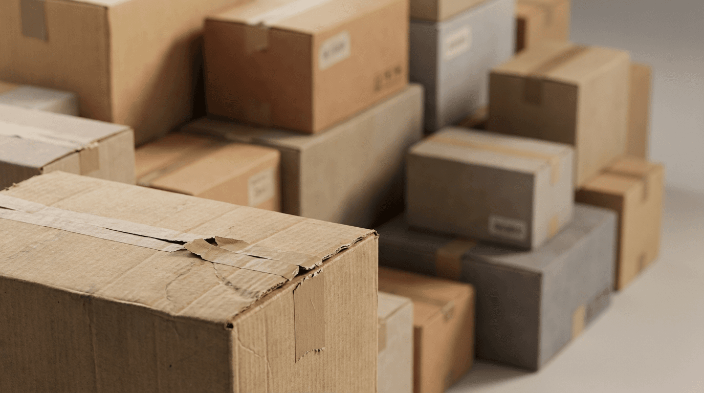 Carga organizada dentro del camión de mudanzas, cajas apiladas con protección